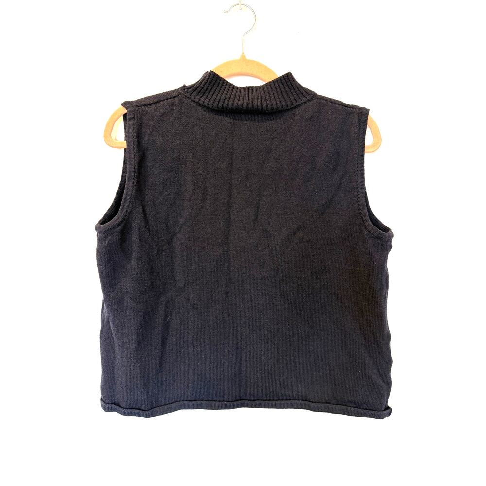 St John Santana Knit Sleeveless Mockneck Sweater L Black Old Money Capsule